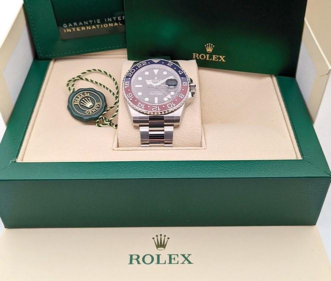 Rolex GMT-Master II with reference no. 126710BLRO with oyster strap