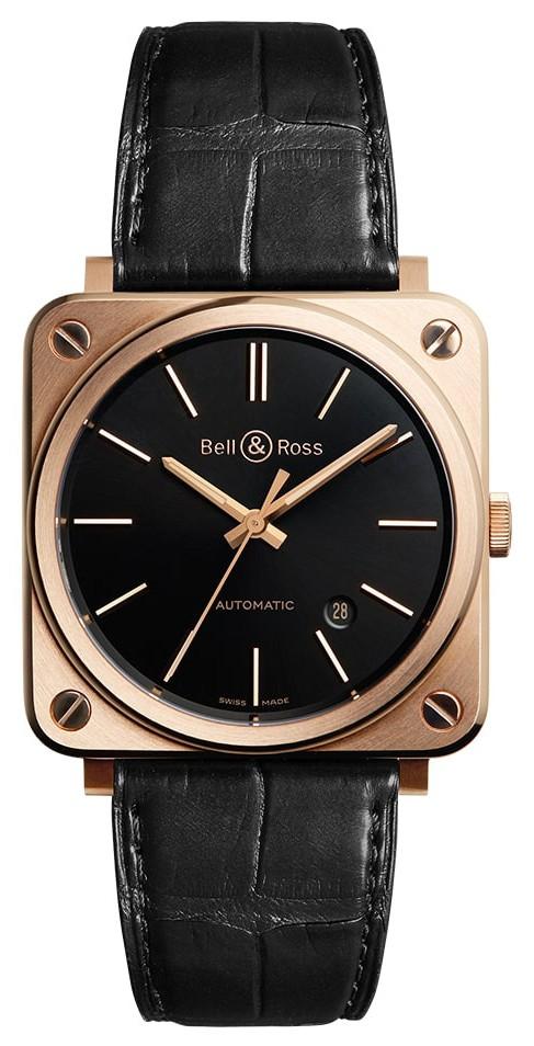 Bell & Ross BR S-92 ROSE GOLD in der Version BRS92-BL-PG/SCR aus 18 Karat Roségold mit Krokodillederband