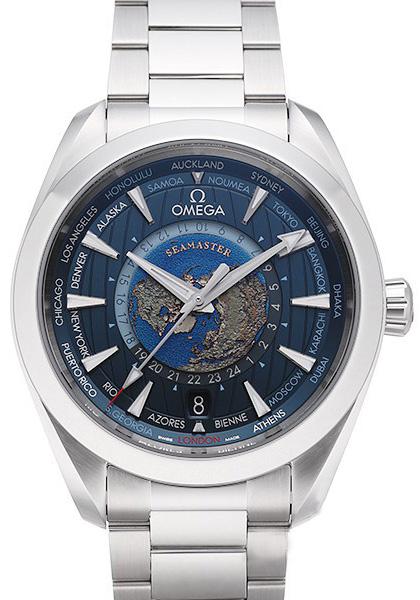 Omega Seamaster Aqua Terra 150M Co-Axial Master Chronometer GMT Worldtimer 43 mm in der Version 220.10.43.22.03.001 - Sportuhren zum Schwimmen 