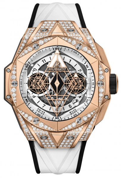 Hublot Big Bang Unico Sang Bleu II King Gold White Pave 45 mm