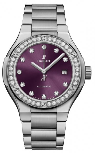 Hublot Classic Fusion Titanium Purple Diamonds Bracelet 33 mm