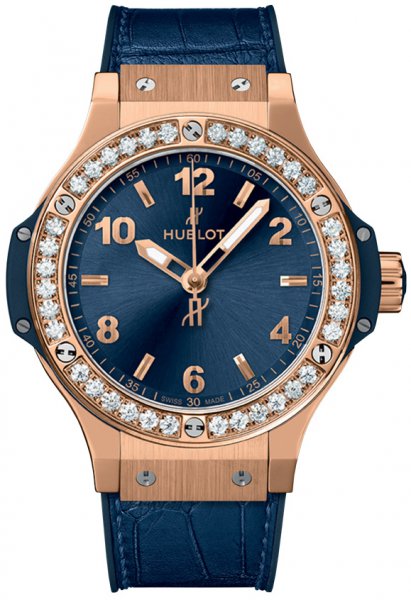 Hublot Big Bang Gold Blue Diamonds 38mm Quarz