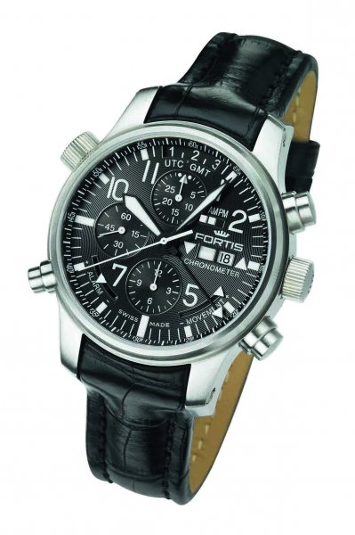 Fortis F-43 Flieger Black Label Chronograph Alarm GMT Limited Edition