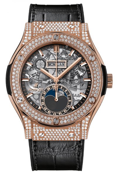 Hublot Classic Fusion Aerofusion Moonphase King Golde Pave 42 mm Hublot Classic Fusion Aerofusion Moonphase King Golde Pave 42 mm