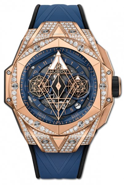 Hublot Big Bang Unico Sang Bleu II King Gold Blue Pave 45 mm